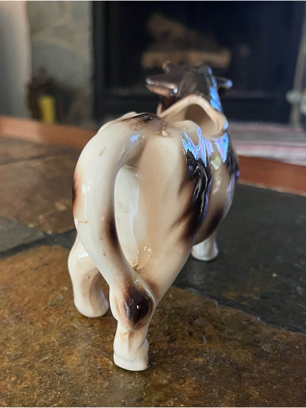Vintage Ceramic Cow Figurine in Brown and Cream - Picture 7 of 13
